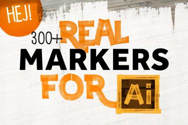 300+逼真记号笔画笔AI笔刷 300+ REAL MARKERS FOR ILLUSTRATOR