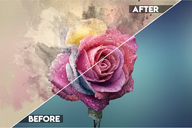 逼真水彩手绘PS动作 Watercolor Photoshop Action插图(3)