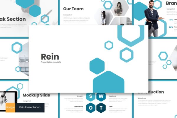 科技公司业务介绍谷歌幻灯片模板 Rein – Google Slides Template