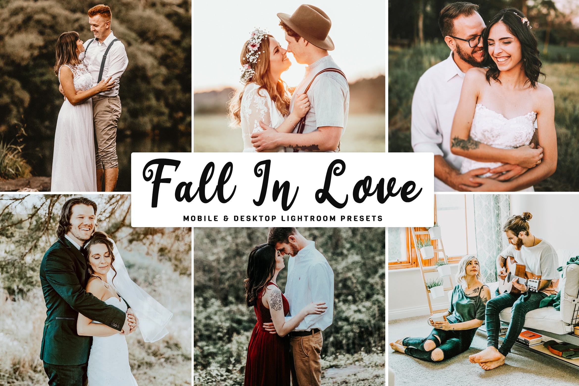 婚纱/爱情主题摄影专用LR调色预设 Fall In Love Mobile & Desktop Lightroom Presets插图