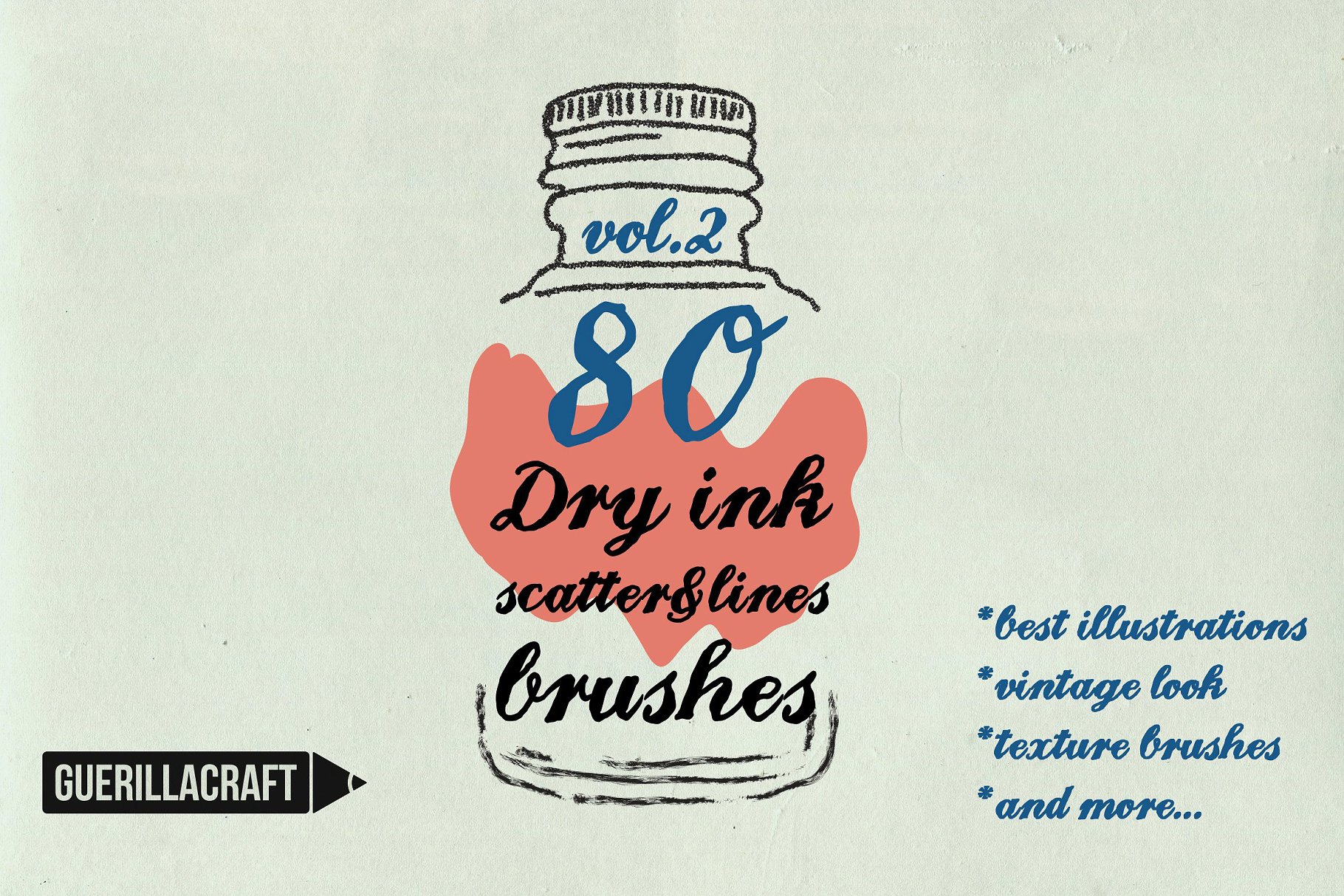 84款干墨水笔画AI笔刷合集 Dry ink brushes VOL.2 scatter&lines插图