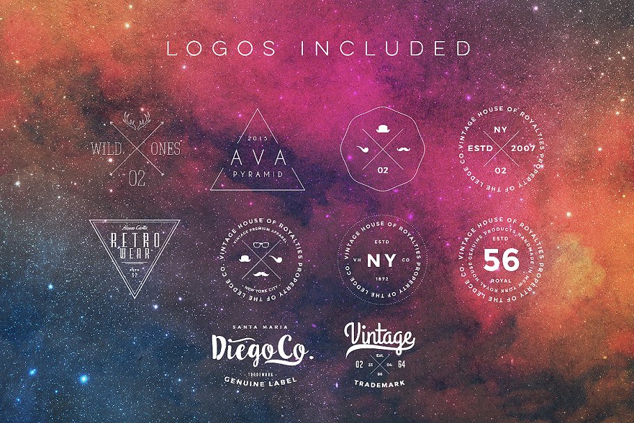 复古嬉皮文化艺术模板 Vintage Hipster Art Templates Bundle插图(14)