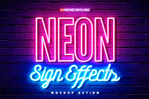 80年代复古经典霓虹灯招聘效果PS字体样式