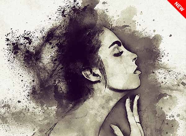 逼真的黑白水墨效果PS动作 Charcoal Art – Realistic Charcoal Photoshop Action