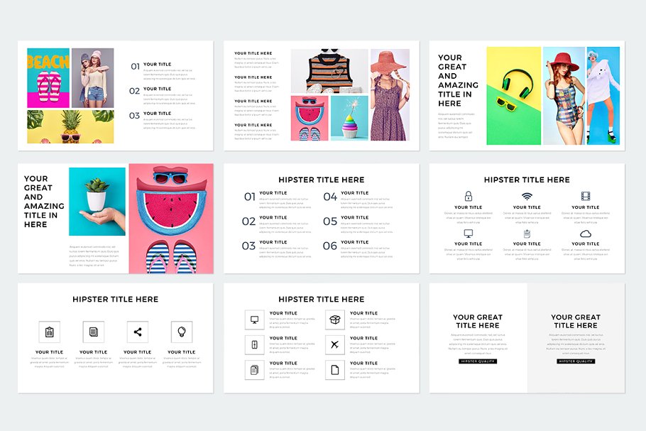 多用途现代时尚潮人元素幻灯片模板 Modern Powerpoint插图(35)