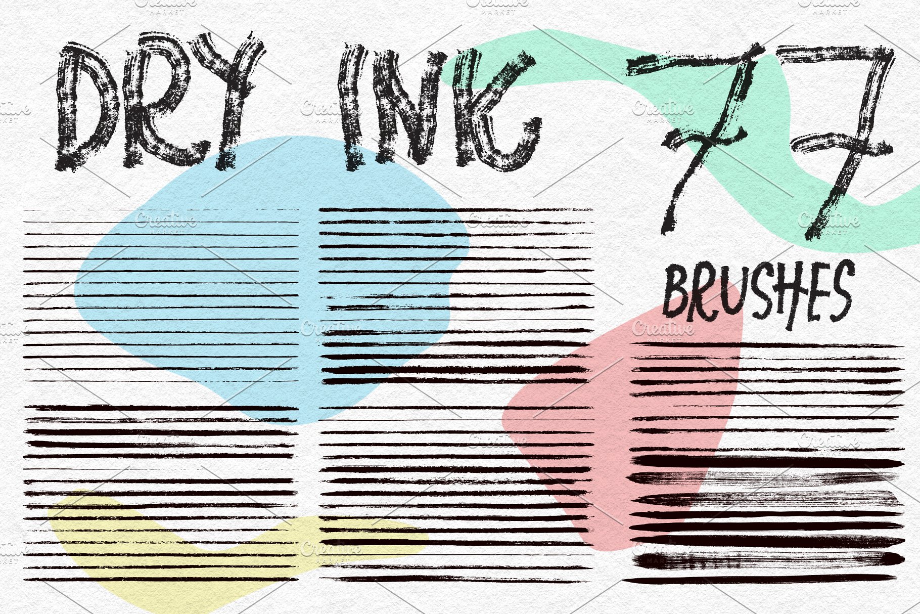 干油墨笔迹笔触AI笔刷 Dry Ink Brushes插图(4)