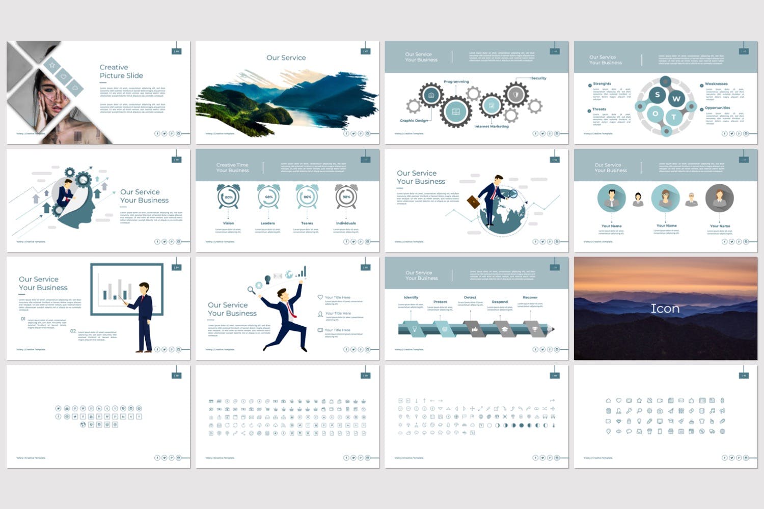 超现代独特设计多功能PPT演示模板 Vallery Powerpoint插图(3)