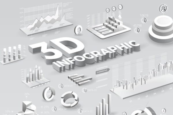 白色3D图表模板信息图表设计素材下载 White Infographic Elements