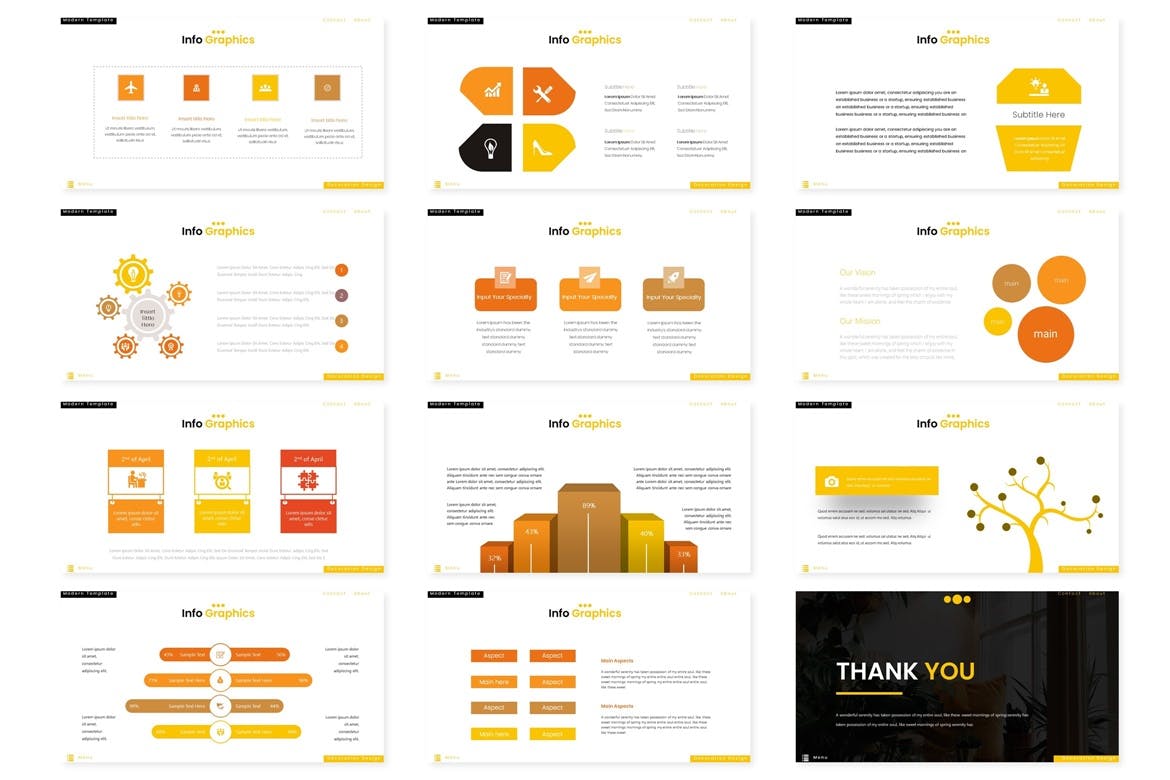 橙色风格多功能Google演示模板素材库精选 Deco – Google Slide Template插图(4)