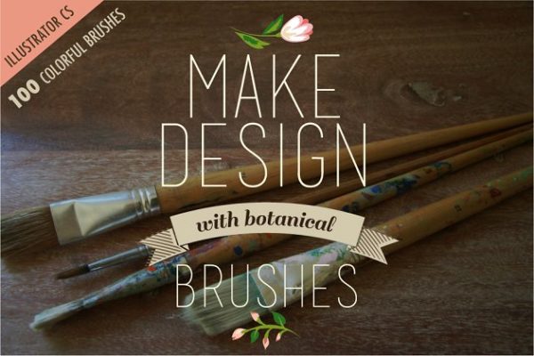 100多彩植物图案AI笔刷 100 Colorful botanical brushes