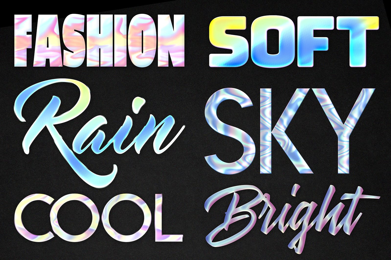 全息彩色渐变镭射纹理PS字体样式 Holographic Photoshop Layer Styles插图(1)