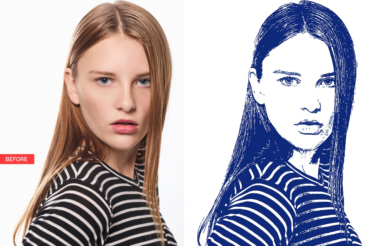 现代建筑/人物肖像邮票艺术ps动作下载 Stamp Art Photoshop Action插图(1)