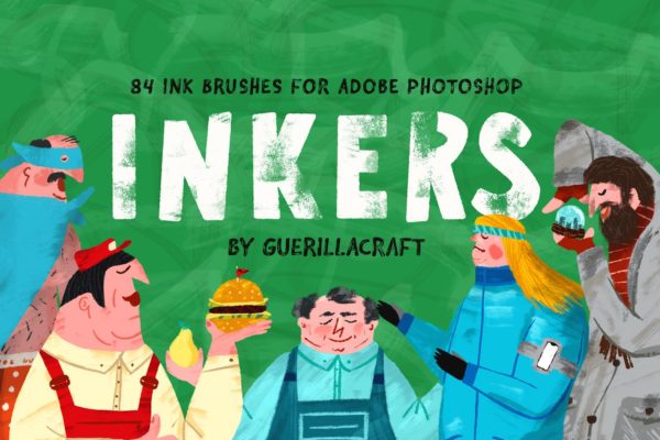 欧美复古漫画创作必备PS墨水笔刷 Inkers Brushes for Adobe Photoshop