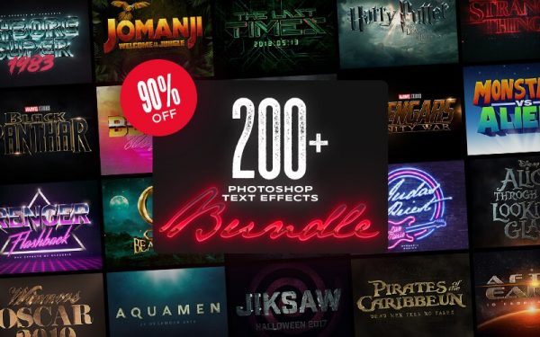 200个优秀炫酷的PS字体样式大合集[6G] InkyDeals 200+ Photoshop Text Effects Bundle