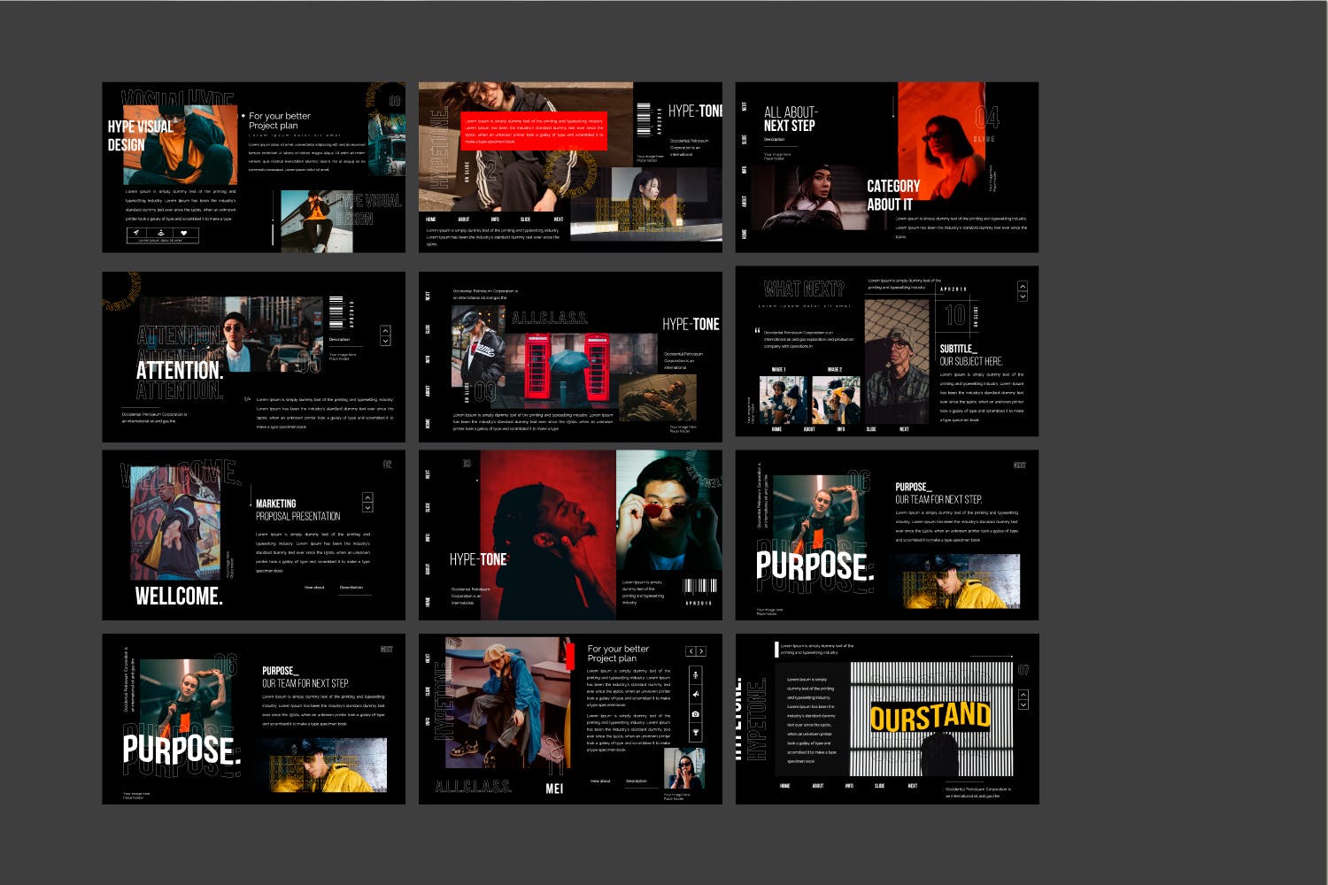 潮时尚酷黑背景Keynote幻灯片模板下载 Hypetone – Keynote插图(10)