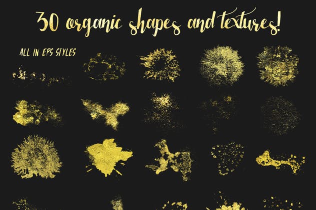 金漆闪闪图层样式、PS笔刷&纹理合集(2) Golden Era for Adobe Photoshop插图(2)