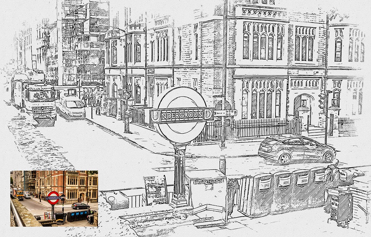 钢笔素描艺术效果PS插件 Pen Sketch Photoshop Plugin插图(6)