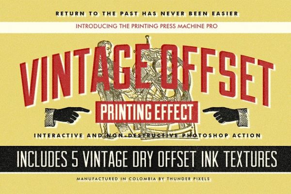 复古胶印效果PS动作套件 Vintage Offset Printing Effects Kit