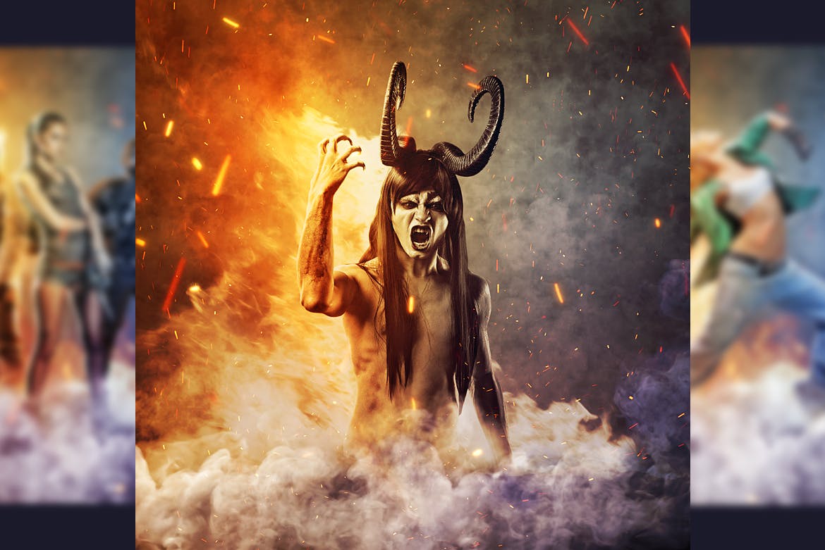 游戏运动人物摄影火焰烟雾效果PS动作 Champions Photoshop Action插图(2)