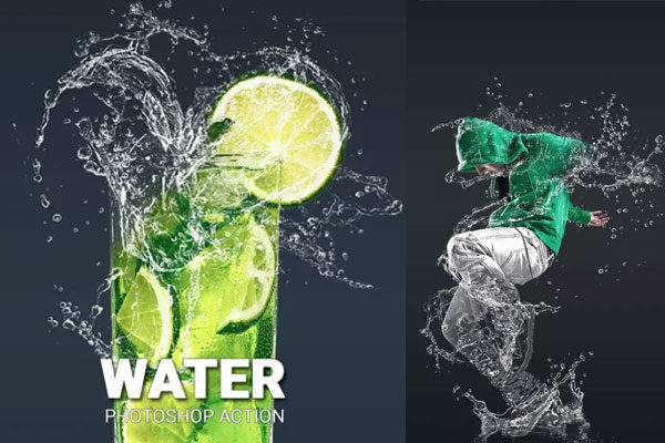 飞溅水花照片效果PS动作下载 Water Photoshop Action