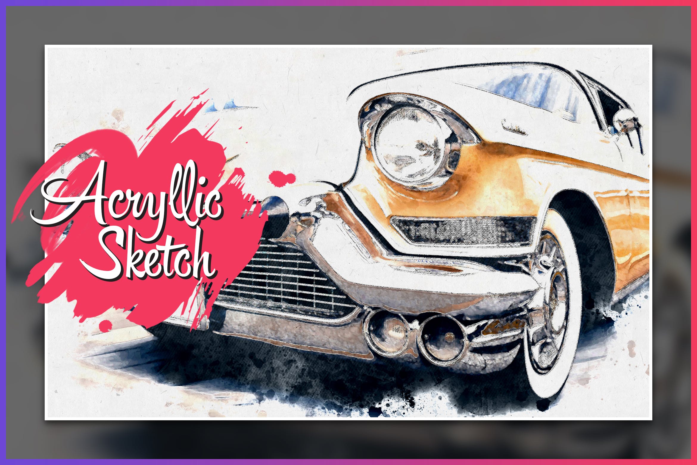 丙烯酸素描艺术效果素材库精选PS动作 Fast Acrylic Sketch CS4+ Photoshop Action插图