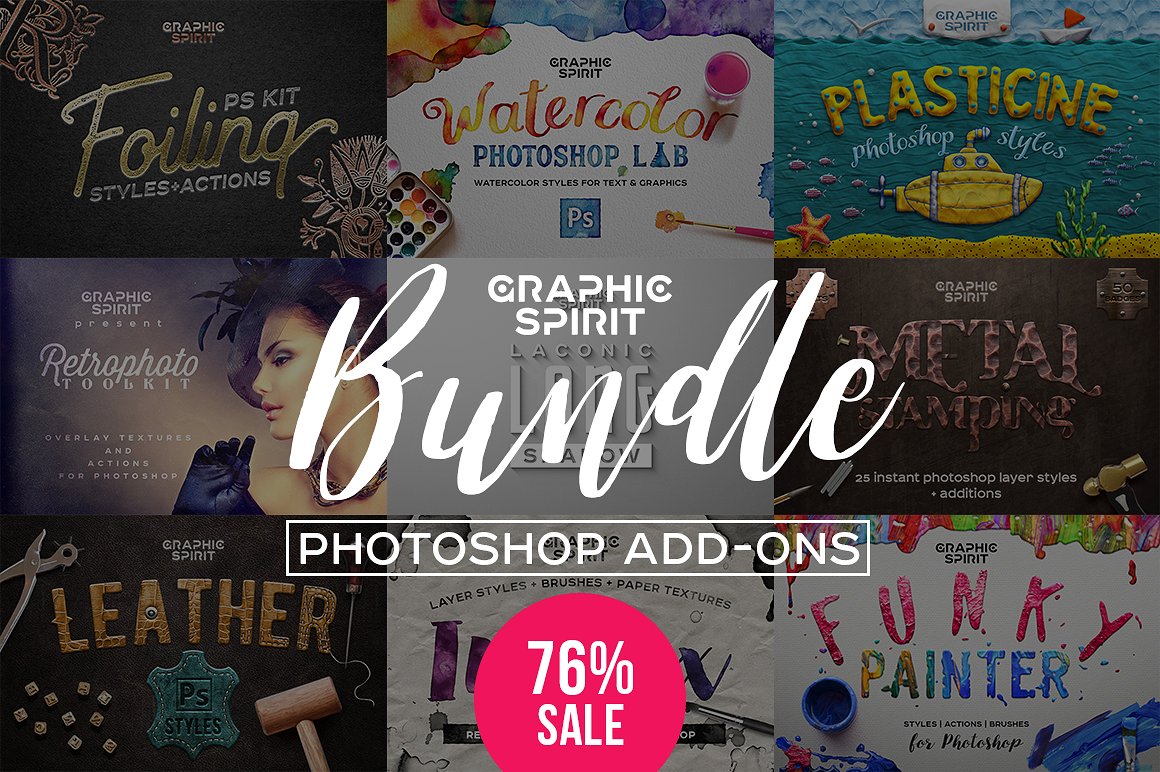 PS 创意设计图层样式与动作合集 BUNDLE Photoshop add-ons EFFECTS插图