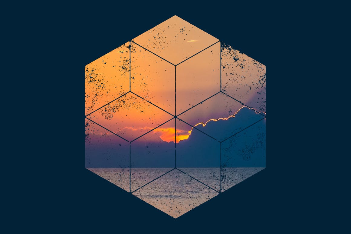 12个破损几何图形背景PSD分层模板 Instagram Textured Geometric Masks插图(7)