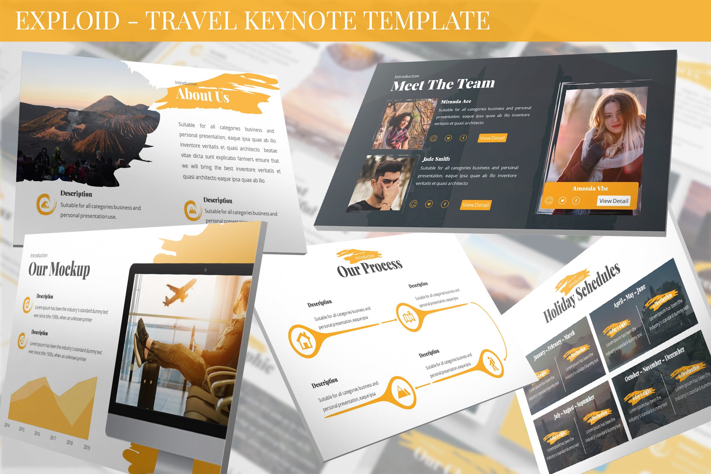 旅游公司&旅行社服务介绍Keynote幻灯片模板 Exploid – Travel Keynote Template插图