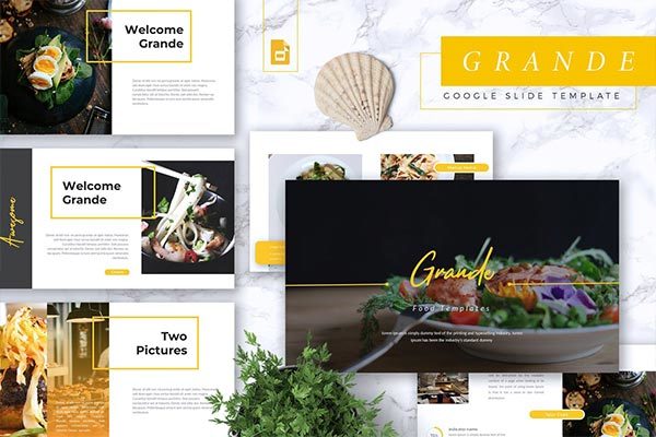 时尚高端美食高端餐厅餐饮食品食物Google Slide谷歌幻灯片演示模板（pptx）