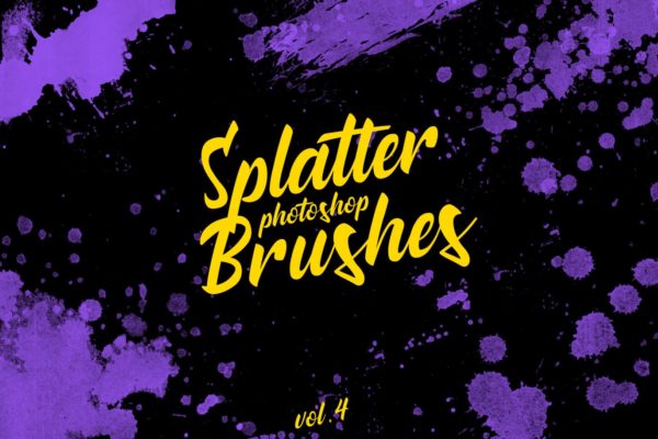 墨水飞溅泼墨图案纹理PS笔刷v4 Splatter Stamp Photoshop Brushes Vol. 4