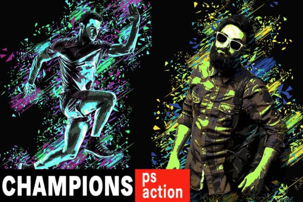 几何形状抽象风格照片特效PS动作 Champions Photoshop Action