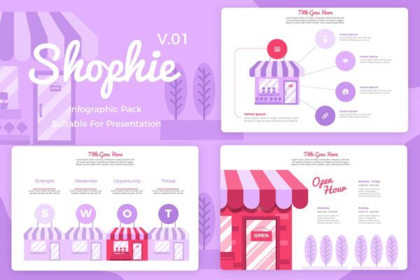可视化数据演示信息图表幻灯片设计素材 Shopie v1 – Infographic