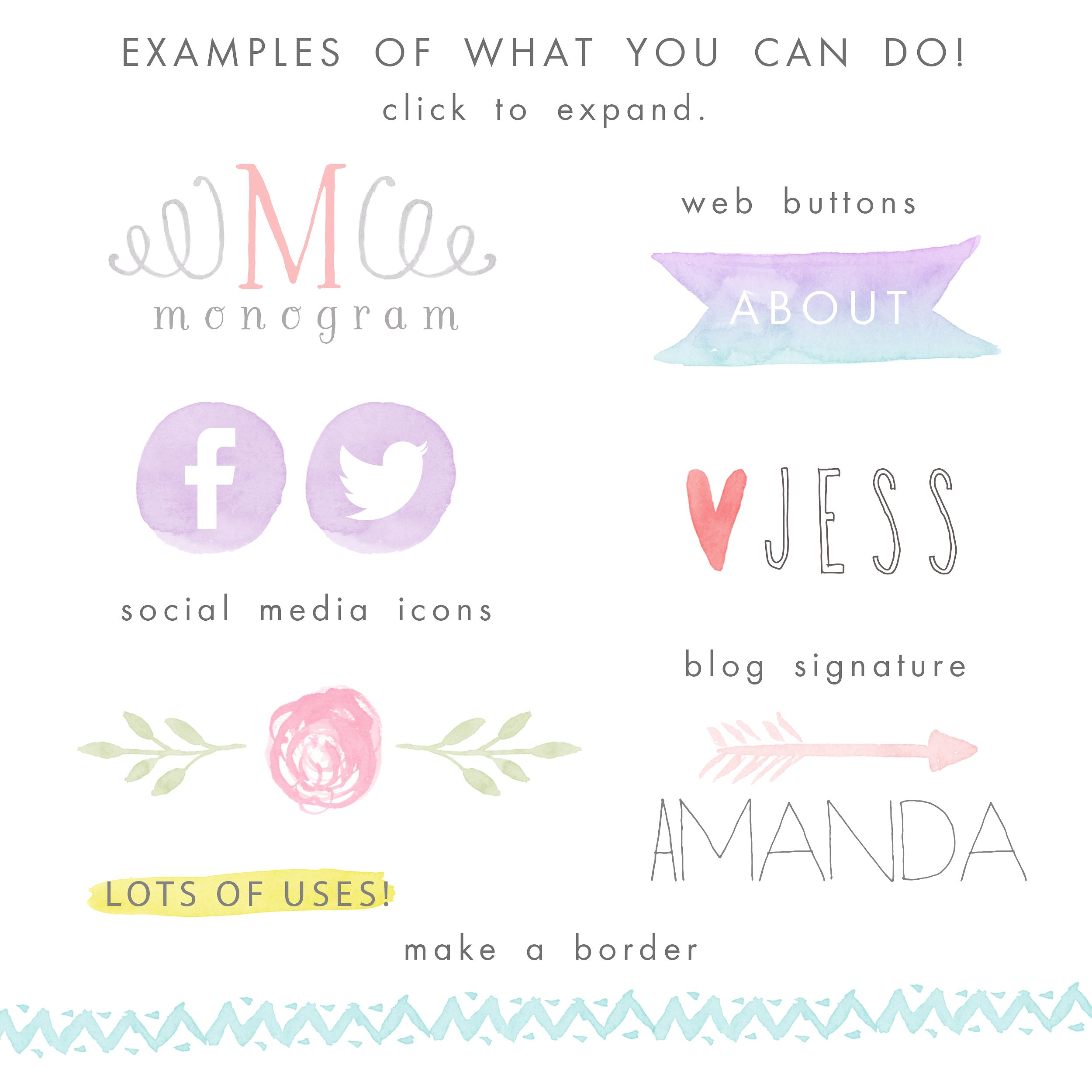 水彩图形图案PS笔刷 Watercolor Brushes for Photoshop插图