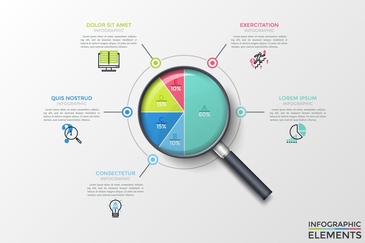 放大镜信息图表图形矢量设计模板 Objectum Infographic: Magnifier插图(5)