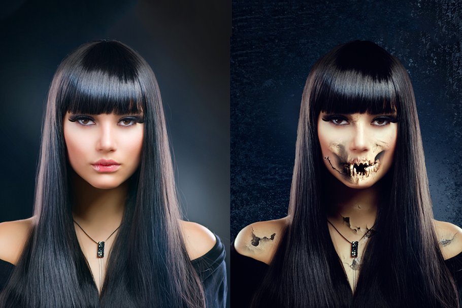 人像转恐怖骷髅头特效PS动作 Skull Face Ps Action插图(6)