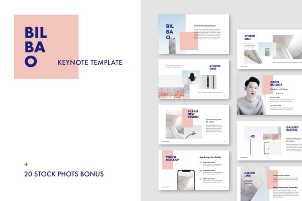 室内创意设计企业Keynote幻灯片模板 Bilbao – Keynote Template + Bonus