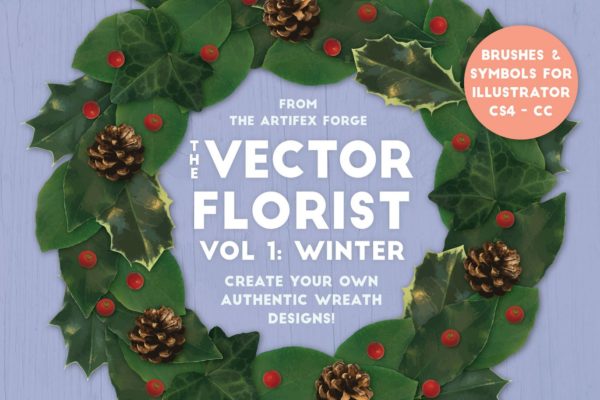 逼真植物花卉图案AI笔刷 The Vector Florist – Brushes: Winter