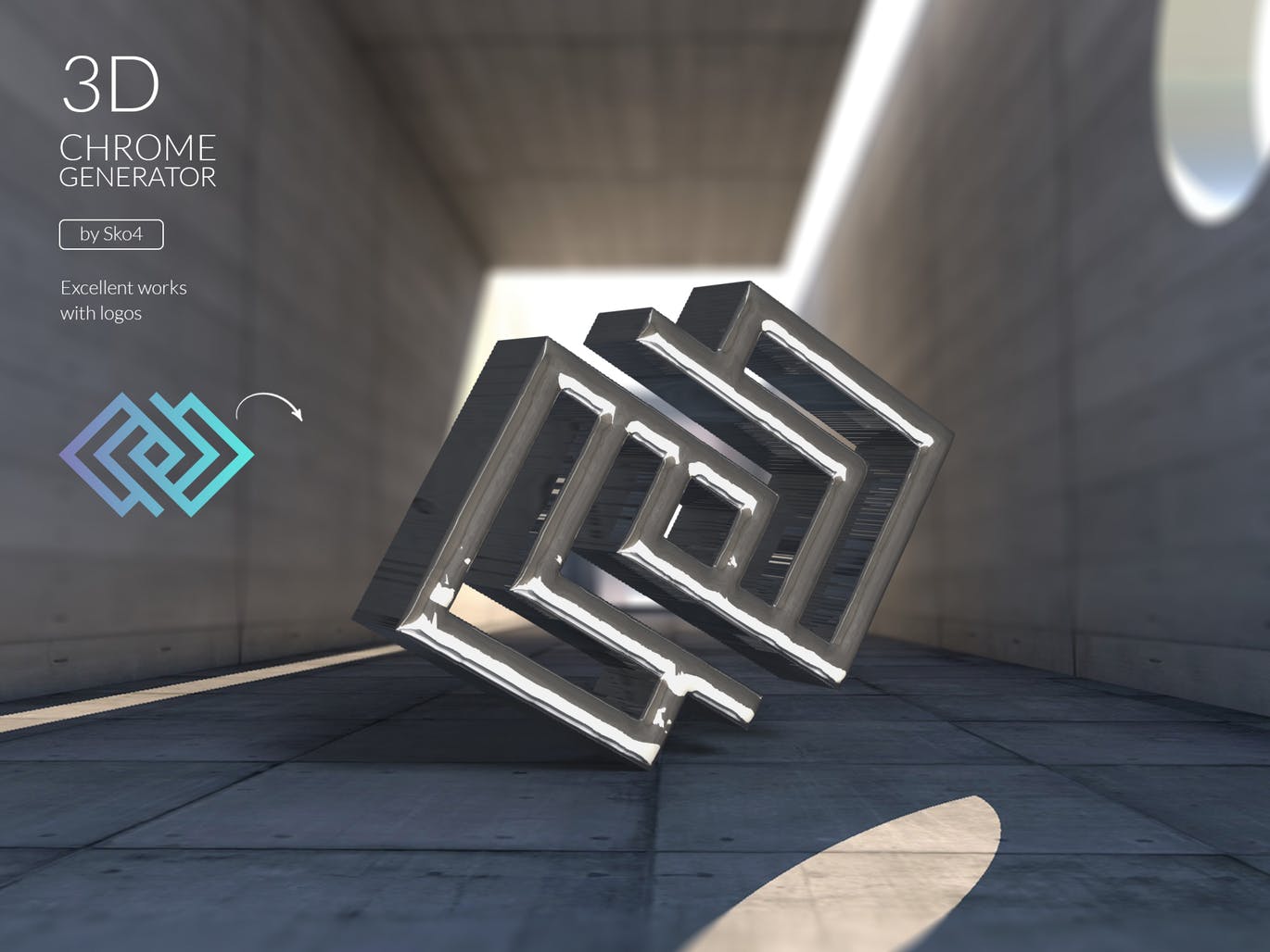 3D金属铬字体特效生成素材库精选PS动作 3D Chrome Generator插图(6)