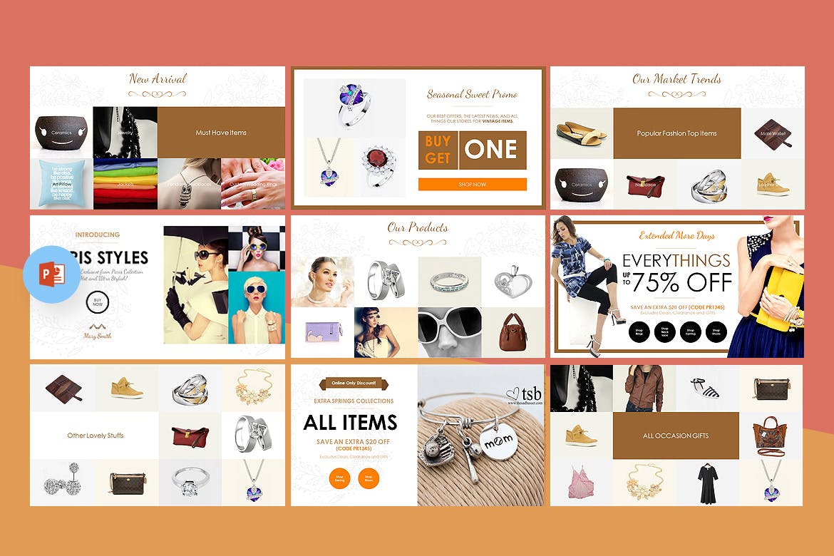 时尚简约欧式土豪金风格的powerpoint幻灯片演示模板（pptx）插图(1)