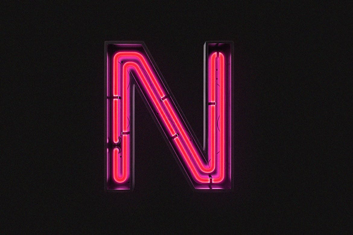26个3D风格霓虹灯字母设计PSD模板 Neon Alphabet Kit插图(5)