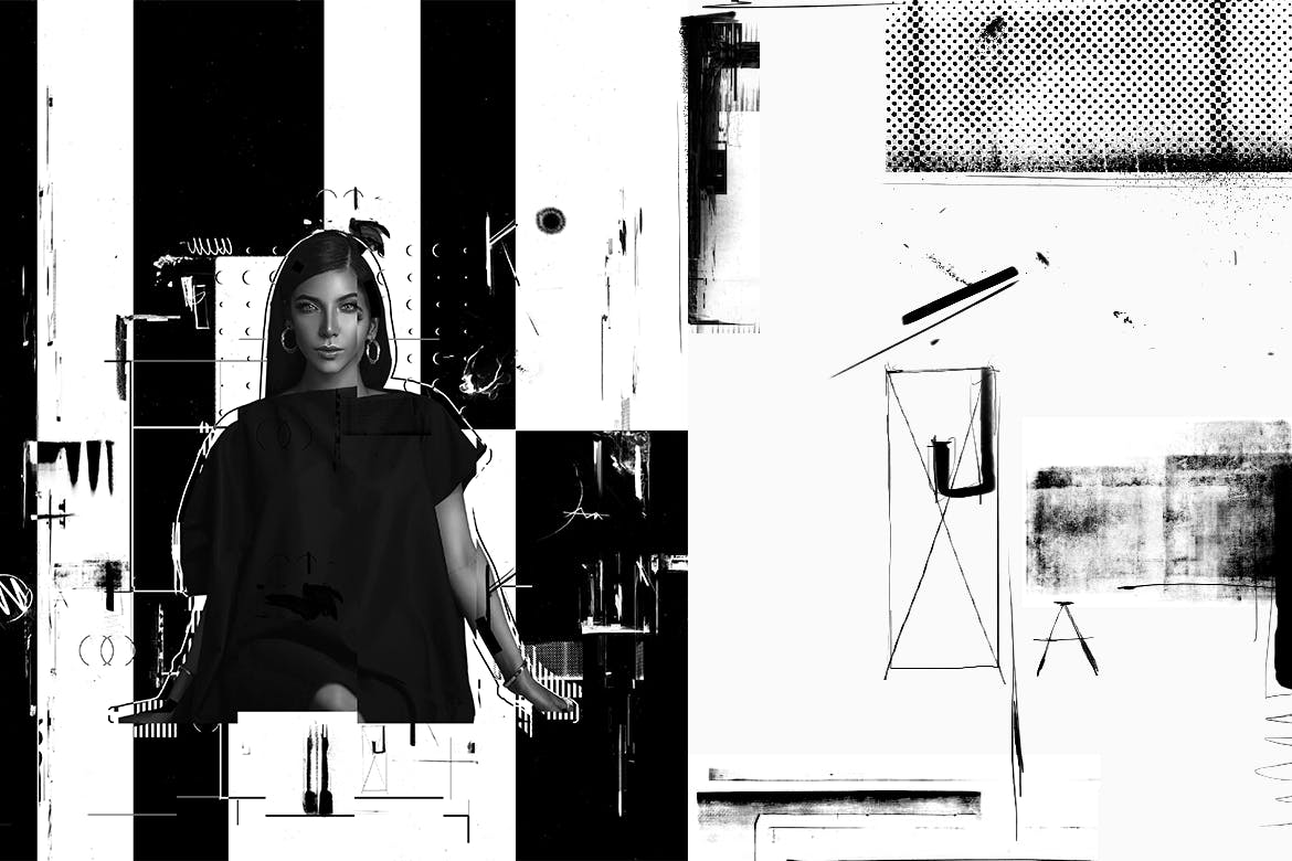 抽象海报设计油墨印刷效果PS动作 Ink Monoprint Poster Photoshop Action插图(4)