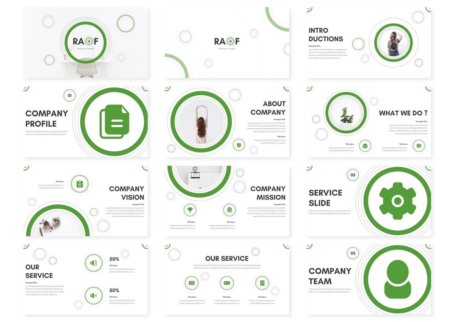 创意圆形图形公司简介谷歌幻灯片模板 RAOF – Google Slides Template插图(1)