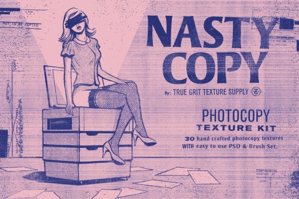 磨损的影印纹理&amp;笔刷 NASTY COPY Photocopy Texture Kit