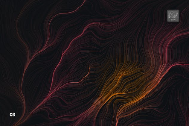 10款高分辨率抽象数流体线条PS笔刷 Digital Perlin Flow Fields Photoshop Brushes插图(3)