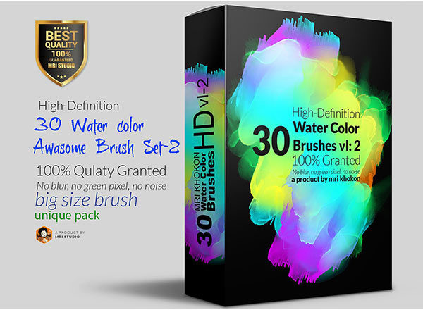 素材库下午茶：30个高品质的手绘水彩风格的PS画笔笔刷