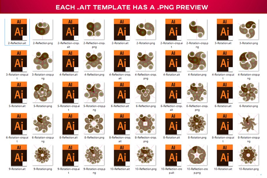 曼陀罗装饰元素AI图层模板 Ai Mandala Ornament Templates插图(7)