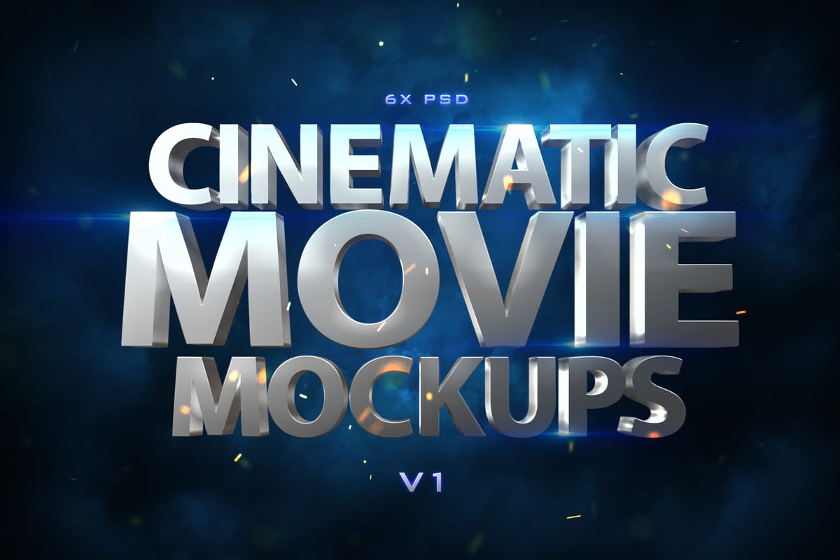大气电影3D动画特效标字体PS样机模板v1 Cinematic 3D Movie Mockups V1插图