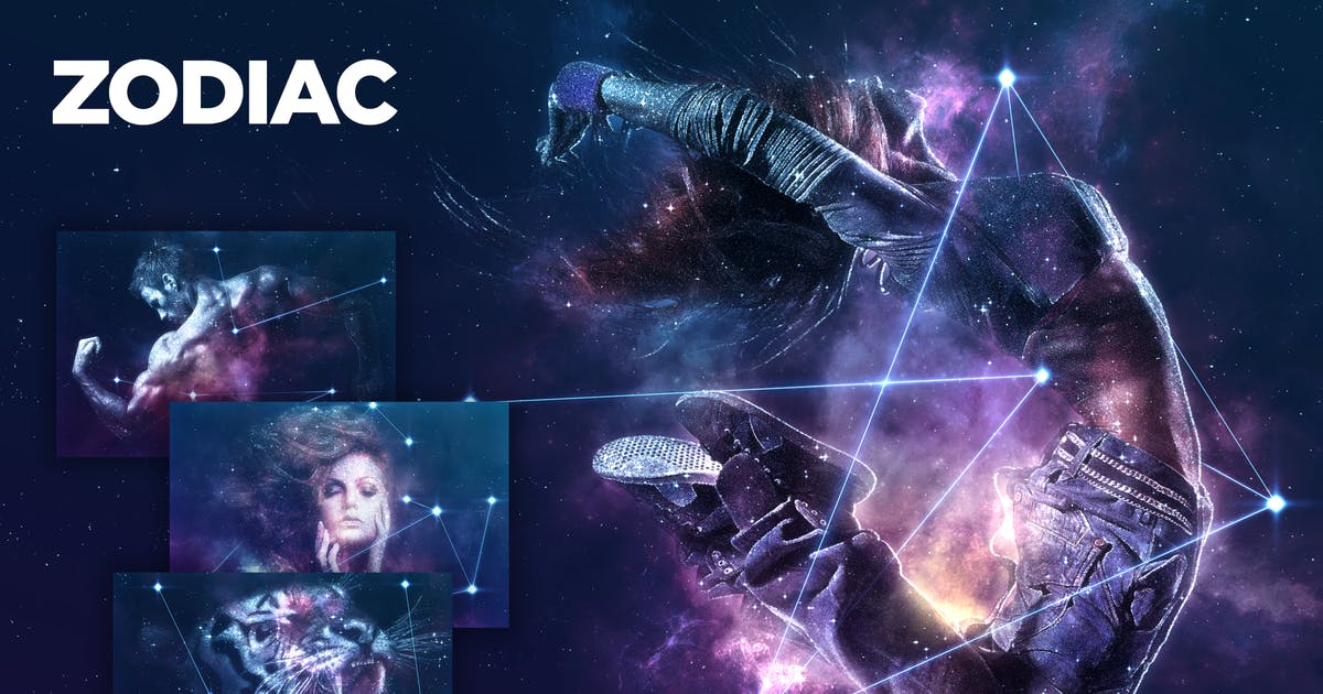 十二星座星空抽象特效照片处理PS动作 Zodiac Photoshop Action CS4+插图