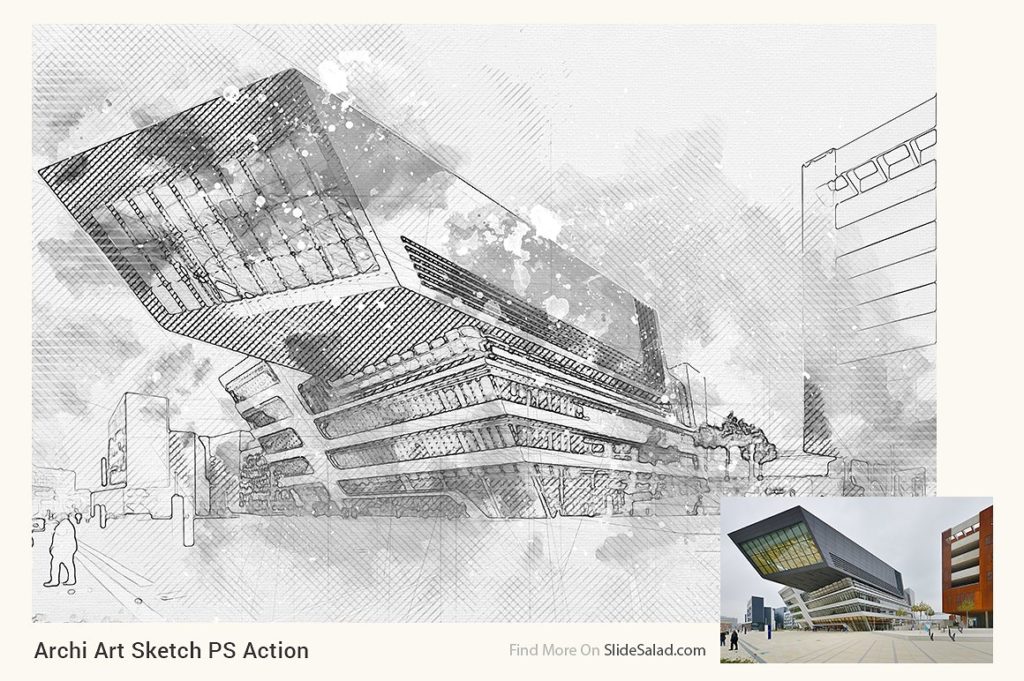 逼真建筑主题艺术素描PS动作 Archi_Art_Sketch_Photoshop_Action_V2插图(7)