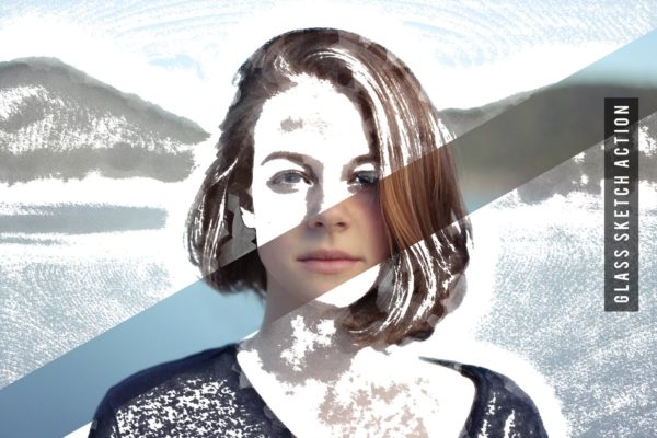 毛玻璃素描效果PS艺术照片动作 Glass Sketch Action